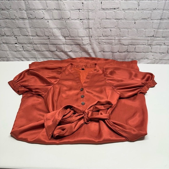 Ann Taylor orange satin midi dress size m - Picture 12 of 14